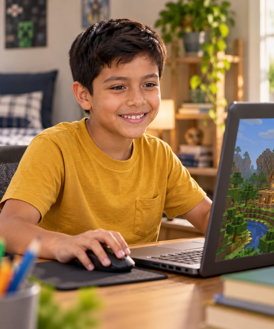 Santiago jugando Minecraft